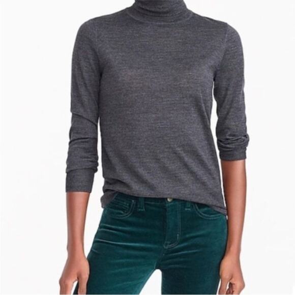 J Crew Turtleneck Sweater SMALL Merino Wool Gray E5561 Long Sleeve Knit - Picture 1 of 12
